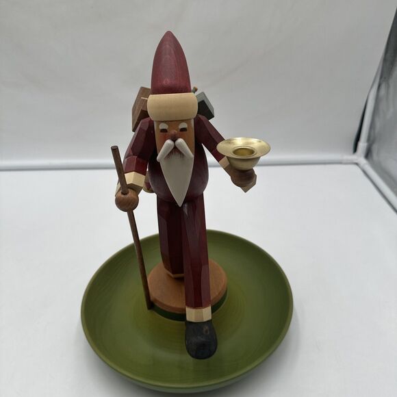Kathe Wohlfahrt German Wood Santa Father Christmas w Bag of Toys Candleholder12” - Picture 2 of 8